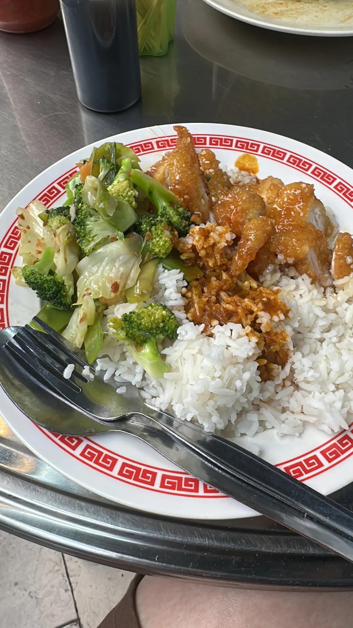 Ying Her Kopitiam — economy rice plate with braised pork and greens